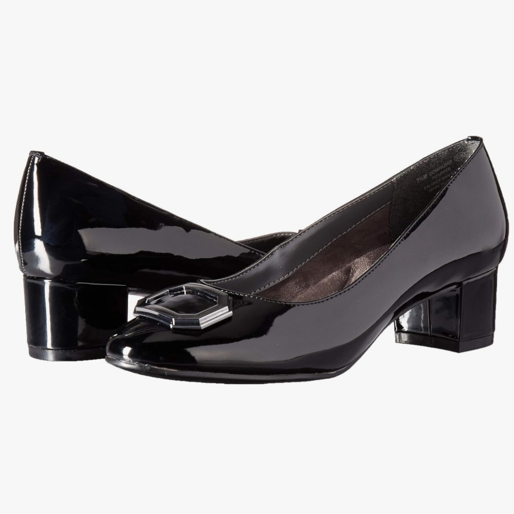 NWOT Aerosoles Compadre Black Patent 1 3/4" Heel Pump, Size 10.5